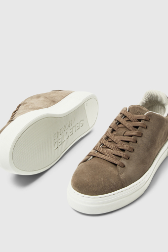 David Chunky Suede Leather Sneaker Almondine