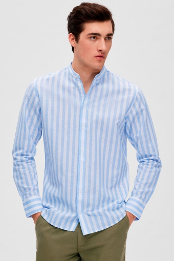 SLHSLIMNEW-LINEN SHIRT LS BAND W Cashmere Blue Stripes