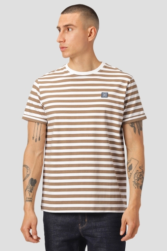 Basic Organic striped tee SS Dark Camel