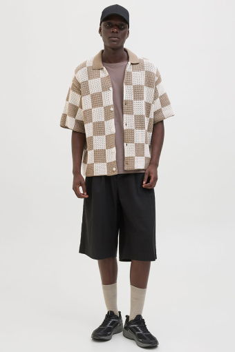Athletico Loose Fit Crochet Polo Shirt SS Desert Taupe