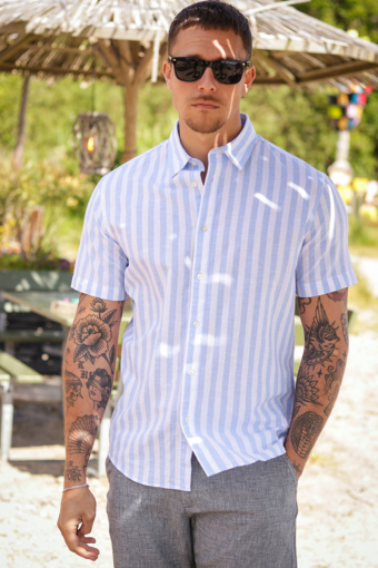 Regular New Linen Shirt SS Cashmere Blue