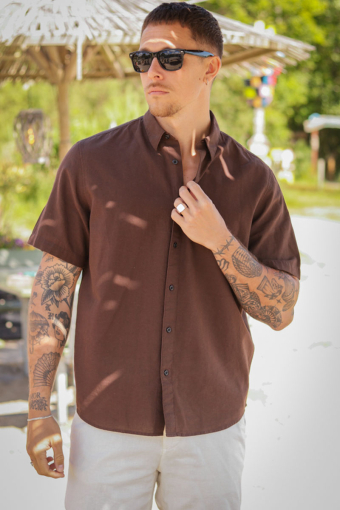 Regular New Linen Shirt SS Coffee Bean