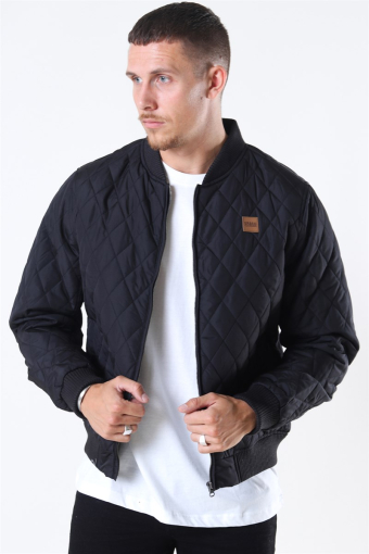 Diamond Quilt Nylon Jacket Black