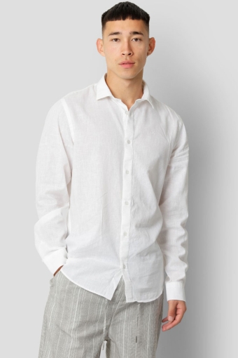 Jamie Cotton Linen Shirt LS White
