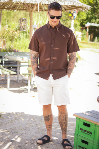 Regular New Linen Shirt SS Coffee Bean