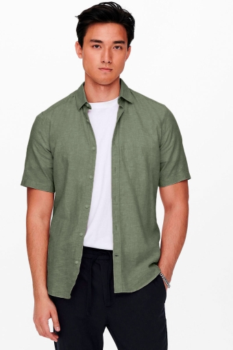 Caiden SS Linen Shirt Swamp