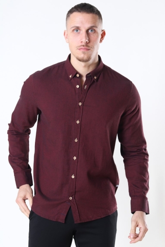 Johan Diego Cotton Skjorte Bordeaux Mel