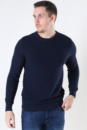 Atlas Recycled cotton crew neck knit Navy