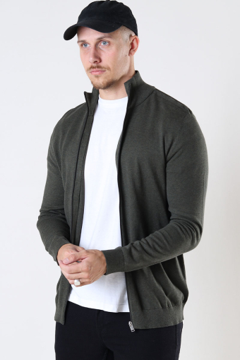 SLHBERG FULL ZIP CARDIGAN B NOOS Forest Night Melange