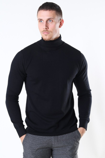 Merino Wool Roll Strikke Black