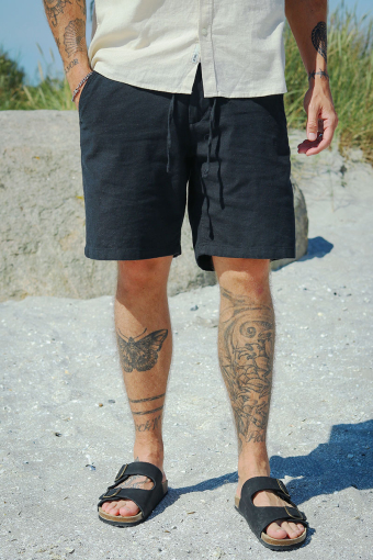 COMFORT-BRODY LINEN SHORTS Black