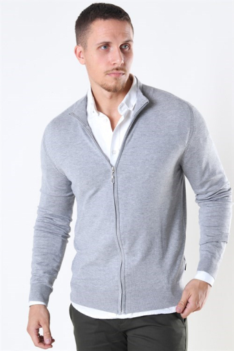 Chris Zip Strikke Light Grey Mix