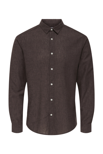Caiden LS Linen Shirt Coffee Bean Peppercorn