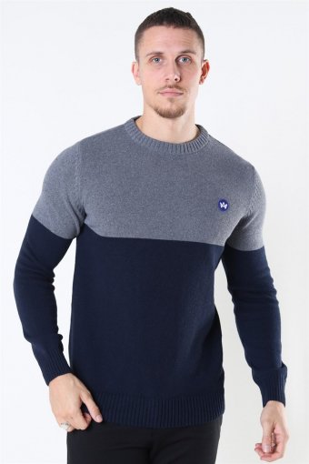 Lukas Crew Recycle Strikke Anthracite/Navy