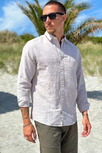 Caiden LS Linen Shirt Chinchilla