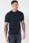 Basic Brand T-skjorte Striped Heather Blue/Black